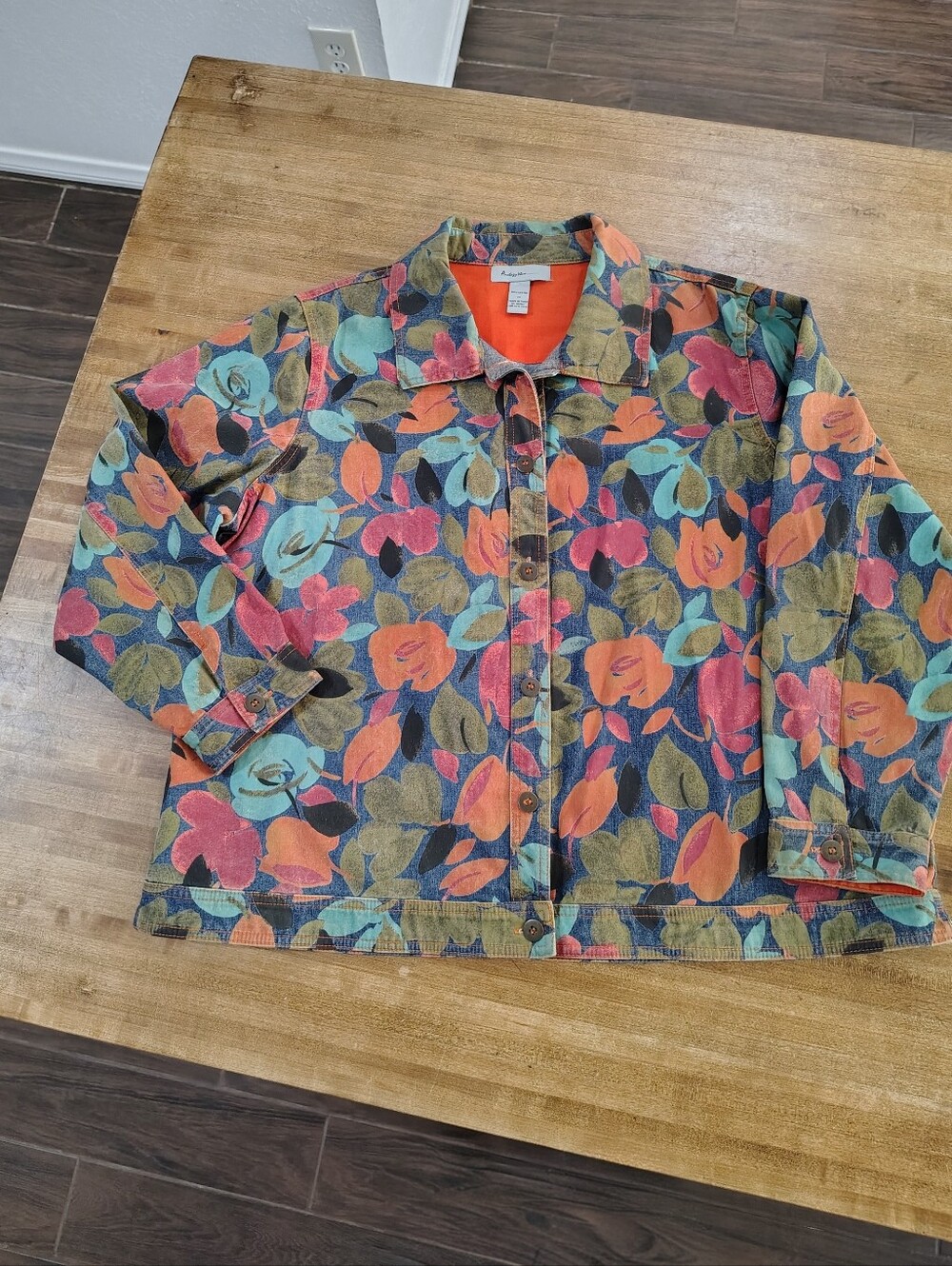 ANALOGY PLUS Colorful Floral 100% COTTON Light Denim Jacket - Multicolor UNUSED